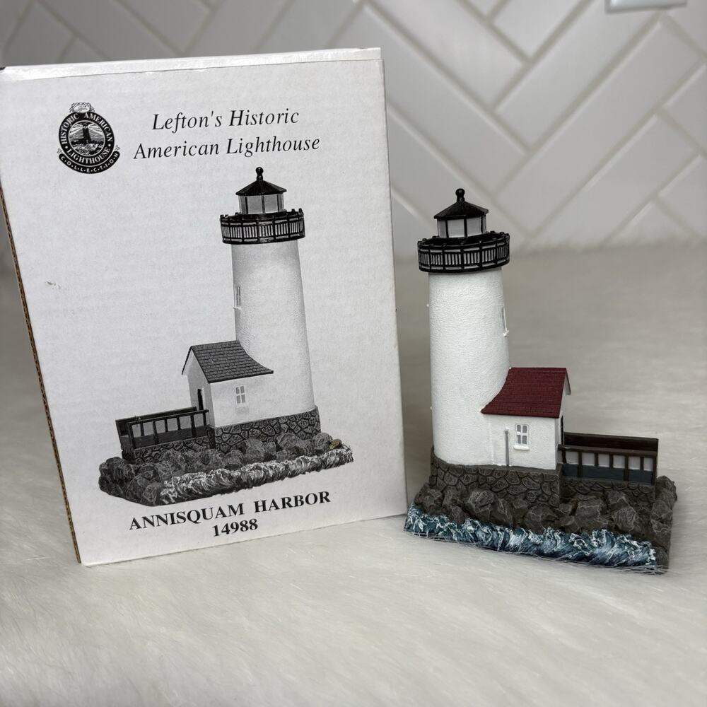Lefton Historic American Lighthouse Annisquam Harbor 14988 Gloucester MA w Box